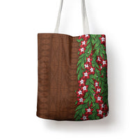 Tonga Language Week Tote Bag Heilala Floral Brown LT05 - Polynesian Pride