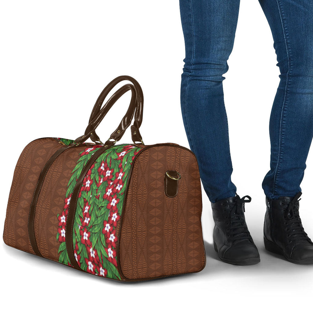 Tonga Language Week Travel Bag Heilala Floral Brown LT05 - Polynesian Pride