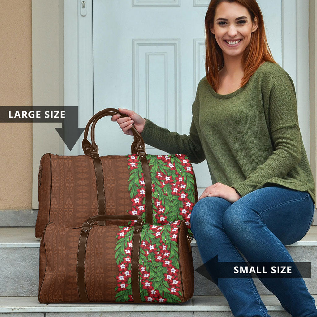 Tonga Language Week Travel Bag Heilala Floral Brown LT05 - Polynesian Pride