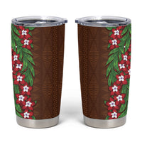 Tonga Language Week Tumbler Cup Heilala Floral Brown LT05 Brown - Polynesian Pride