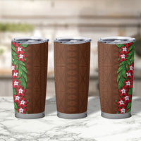 Tonga Language Week Tumbler Cup Heilala Floral Brown LT05 - Polynesian Pride