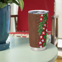 Tonga Language Week Tumbler Cup Heilala Floral Brown LT05 - Polynesian Pride