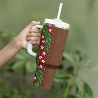 Tonga Language Week Tumbler With Handle Heilala Floral Brown LT05 - Polynesian Pride