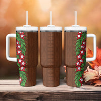 Tonga Language Week Tumbler With Handle Heilala Floral Brown LT05 - Polynesian Pride