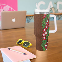 Tonga Language Week Tumbler With Handle Heilala Floral Brown LT05 - Polynesian Pride