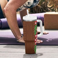 Tonga Language Week Tumbler With Handle Heilala Floral Brown LT05 - Polynesian Pride