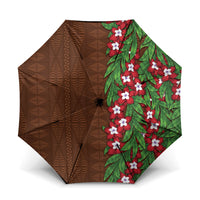 Tonga Language Week Umbrella Heilala Floral Brown LT05 One Size Folded 11.42 inch Opened Diameter 37.4 inch Brown - Polynesian Pride