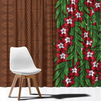 Tonga Language Week Window Curtain Heilala Floral Brown LT05 - Polynesian Pride