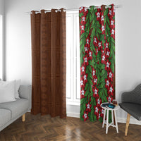 Tonga Language Week Window Curtain Heilala Floral Brown LT05 With Grommets Brown - Polynesian Pride