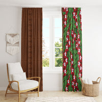 Tonga Language Week Window Curtain Heilala Floral Brown LT05 - Polynesian Pride