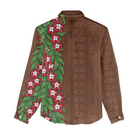 Tonga Language Week Women Casual Shirt Heilala Floral Brown LT05 - Polynesian Pride