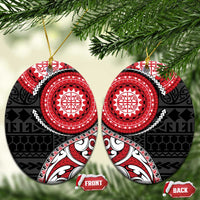 New Zealand Red Maori Koru Simple Style Ceramic Ornament LT05 Oval Red - Polynesian Pride