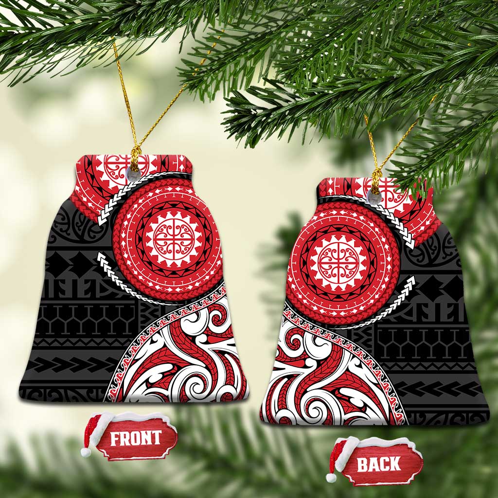New Zealand Red Maori Koru Simple Style Ceramic Ornament LT05 Bell Flake Red - Polynesian Pride