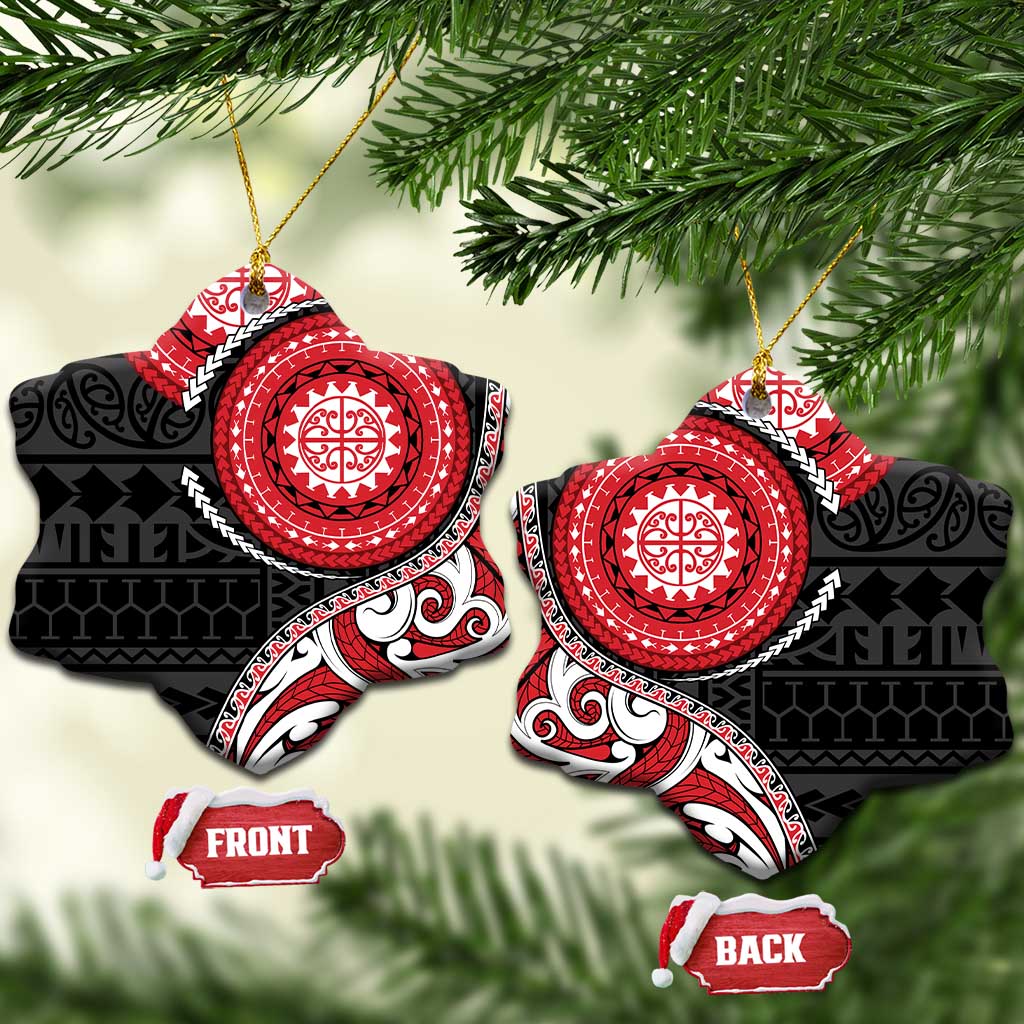 New Zealand Red Maori Koru Simple Style Ceramic Ornament LT05 Snow Flake Red - Polynesian Pride