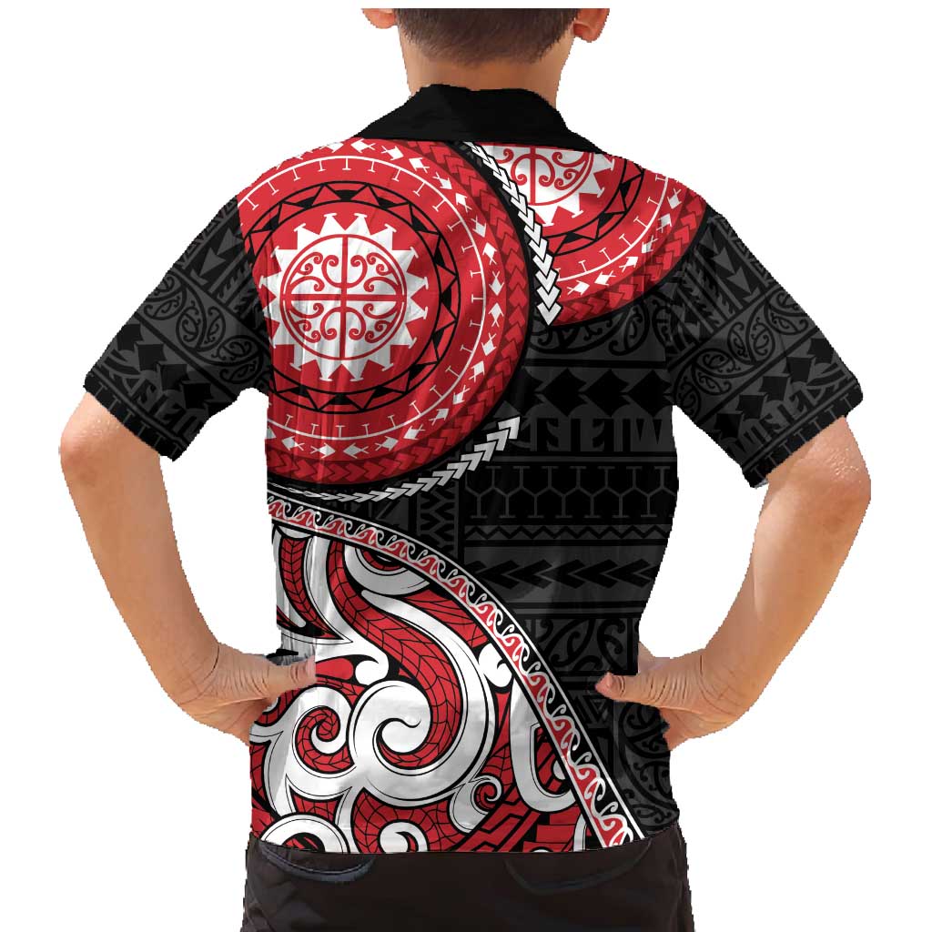 New Zealand Red Maori Koru Simple Style Family Matching Mermaid Dress and Hawaiian Shirt LT05 - Polynesian Pride