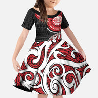 New Zealand Red Maori Koru Simple Style Family Matching Mermaid Dress and Hawaiian Shirt LT05 Daughter's Dress Red - Polynesian Pride