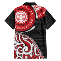 New Zealand Red Maori Koru Simple Style Family Matching Off Shoulder Short Dress and Hawaiian Shirt LT05 - Polynesian Pride