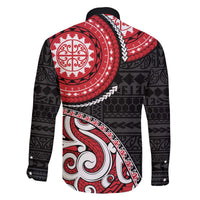 New Zealand Red Maori Koru Simple Style Family Matching Off Shoulder Short Dress and Hawaiian Shirt LT05 - Polynesian Pride