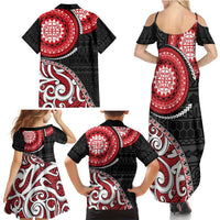 New Zealand Red Maori Koru Simple Style Family Matching Summer Maxi Dress and Hawaiian Shirt LT05 - Polynesian Pride