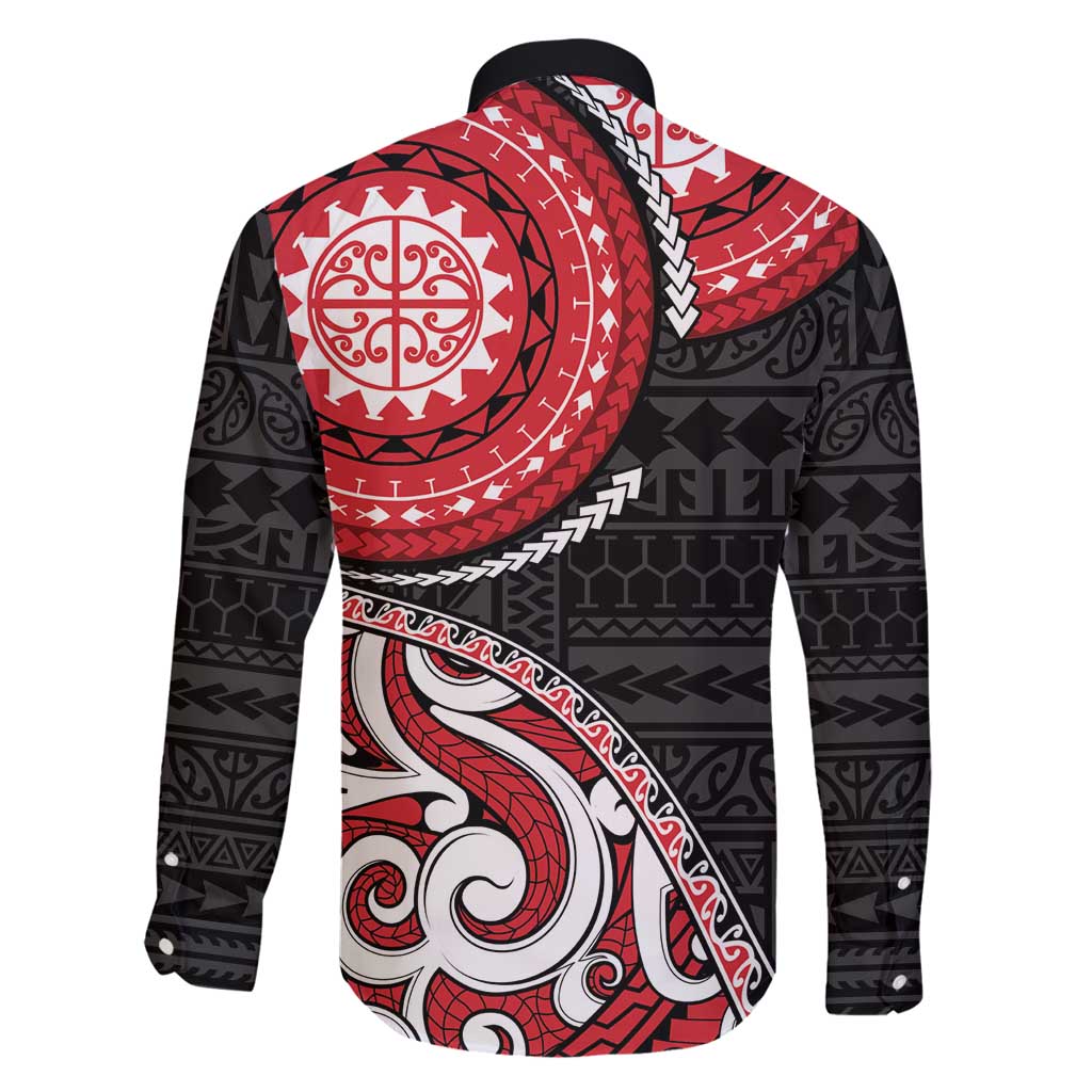 New Zealand Red Maori Koru Simple Style Family Matching Tank Maxi Dress and Hawaiian Shirt LT05 - Polynesian Pride