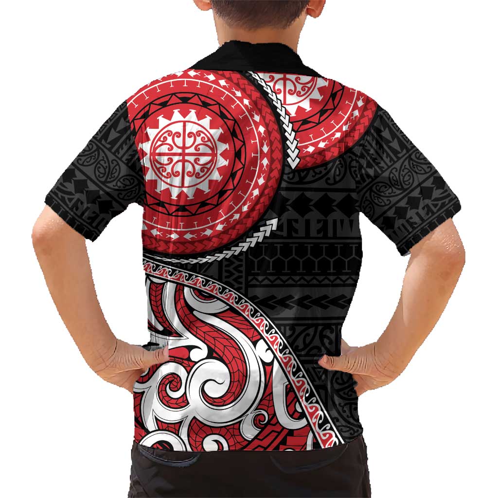 New Zealand Red Maori Koru Simple Style Kid Hawaiian Shirt LT05 - Polynesian Pride