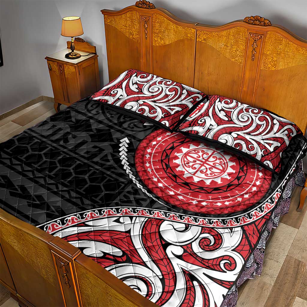New Zealand Red Maori Koru Simple Style Quilt Bed Set