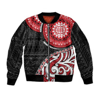 New Zealand Red Maori Koru Simple Style Sleeve Zip Bomber Jacket LT05 Unisex Red - Polynesian Pride
