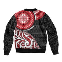 New Zealand Red Maori Koru Simple Style Sleeve Zip Bomber Jacket LT05 - Polynesian Pride