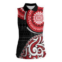 New Zealand Red Maori Koru Simple Style Women Sleeveless Polo Shirt LT05 Female Red - Polynesian Pride