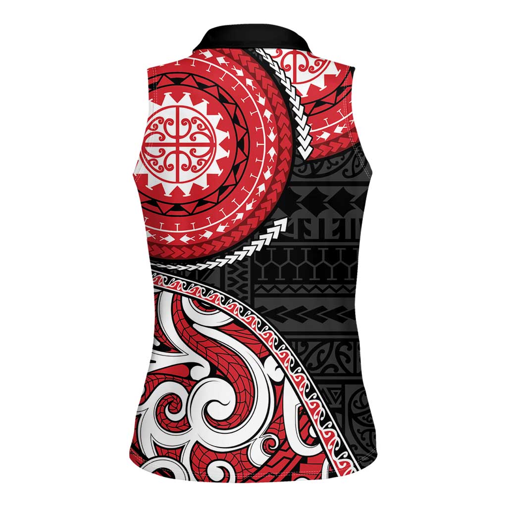 New Zealand Red Maori Koru Simple Style Women Sleeveless Polo Shirt LT05 - Polynesian Pride