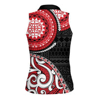 New Zealand Red Maori Koru Simple Style Women Sleeveless Polo Shirt LT05 - Polynesian Pride