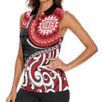 New Zealand Red Maori Koru Simple Style Women Sleeveless Polo Shirt LT05 - Polynesian Pride