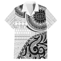 New Zealand White Maori Koru Simple Style Family Matching Off The Shoulder Long Sleeve Dress and Hawaiian Shirt LT05 Dad's Shirt - Short Sleeve White - Polynesian Pride