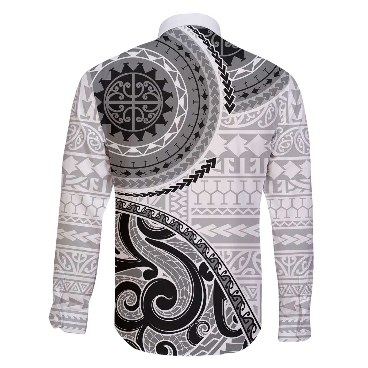 New Zealand White Maori Koru Simple Style Family Matching Off The Shoulder Long Sleeve Dress and Hawaiian Shirt LT05 - Polynesian Pride