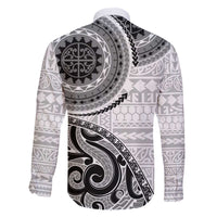 New Zealand White Maori Koru Simple Style Family Matching Off Shoulder Short Dress and Hawaiian Shirt LT05 - Polynesian Pride