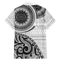 New Zealand White Maori Koru Simple Style Family Matching Puletasi and Hawaiian Shirt LT05 - Polynesian Pride
