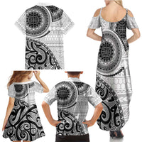 New Zealand White Maori Koru Simple Style Family Matching Summer Maxi Dress and Hawaiian Shirt LT05 - Polynesian Pride