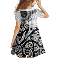 New Zealand White Maori Koru Simple Style Family Matching Tank Maxi Dress and Hawaiian Shirt LT05 - Polynesian Pride