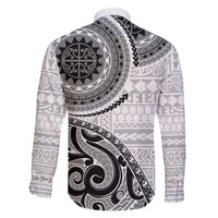 New Zealand White Maori Koru Simple Style Family Matching Tank Maxi Dress and Hawaiian Shirt LT05 - Polynesian Pride