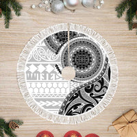New Zealand White Maori Koru Simple Style Tree Skirt LT05 Fringed White - Polynesian Pride
