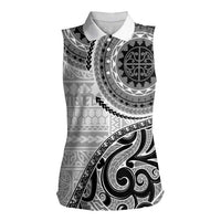 New Zealand White Maori Koru Simple Style Women Sleeveless Polo Shirt LT05 Female White - Polynesian Pride