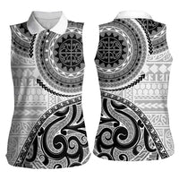 New Zealand White Maori Koru Simple Style Women Sleeveless Polo Shirt LT05 - Polynesian Pride