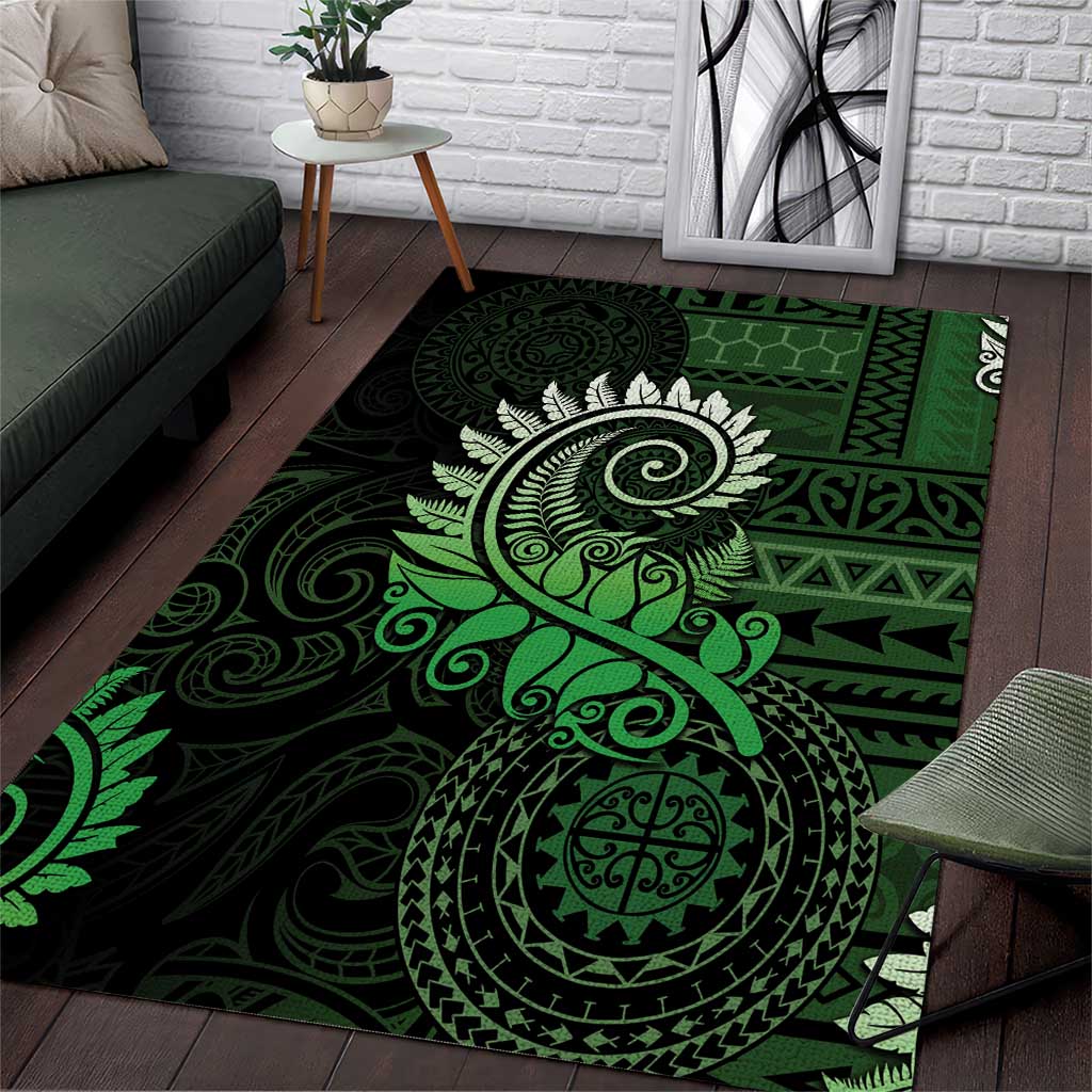 New Zealand Maori Koru Fern Area Rug Spiral Polynesian Style Green LT05 Green - Polynesian Pride