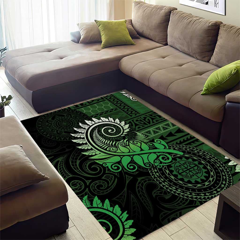 New Zealand Maori Koru Fern Area Rug Spiral Polynesian Style Green LT05 - Polynesian Pride