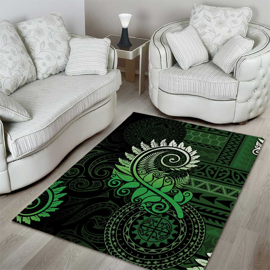 New Zealand Maori Koru Fern Area Rug Spiral Polynesian Style Green LT05 - Polynesian Pride