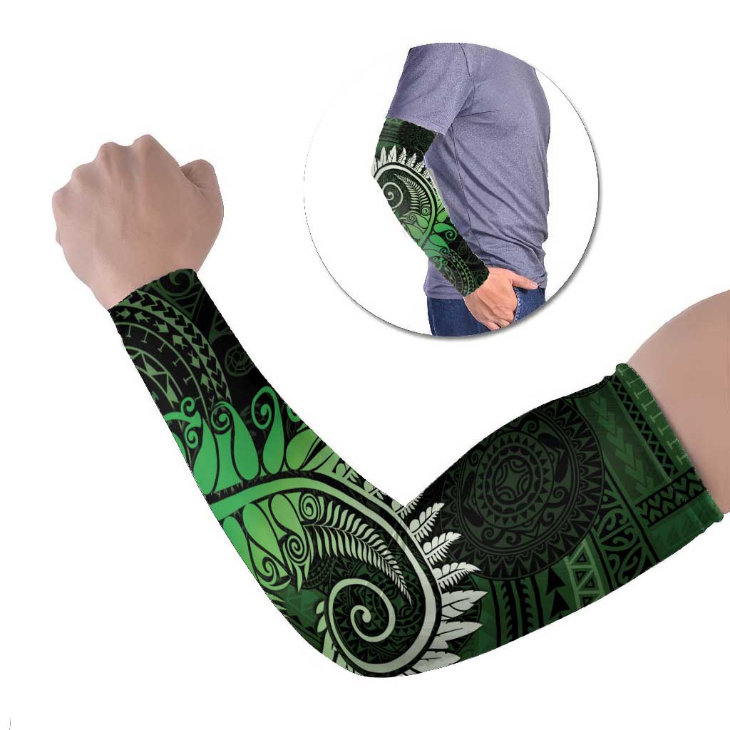 New Zealand Maori Koru Fern Arm Sleeves Spiral Polynesian Style Green LT05 Set of 2 Green - Polynesian Pride