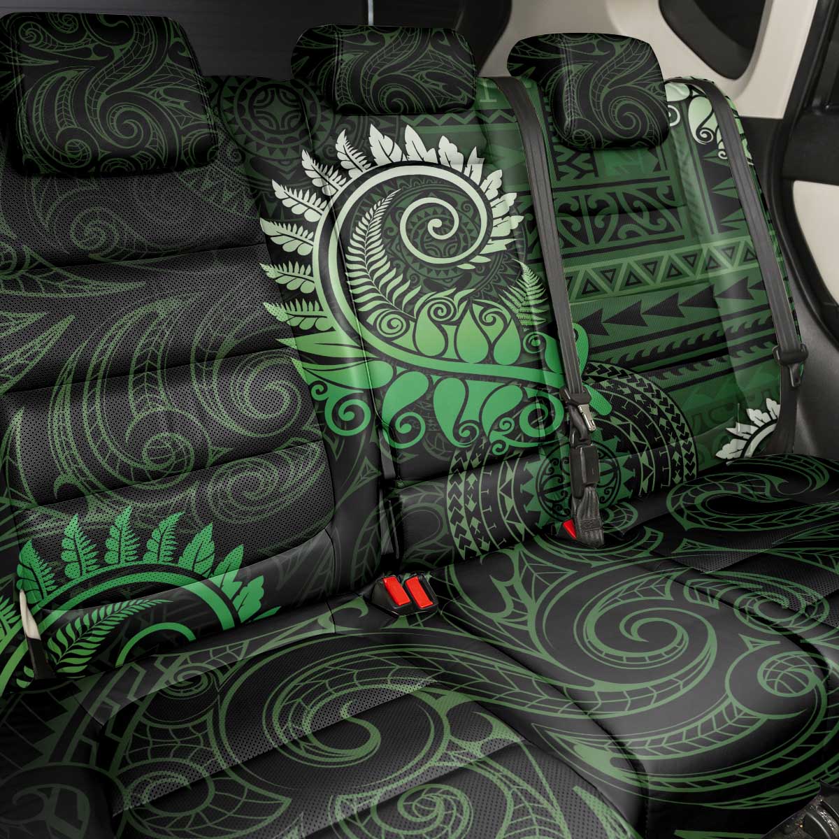 New Zealand Maori Koru Fern Back Car Seat Cover Spiral Polynesian Style Green LT05 - Polynesian Pride