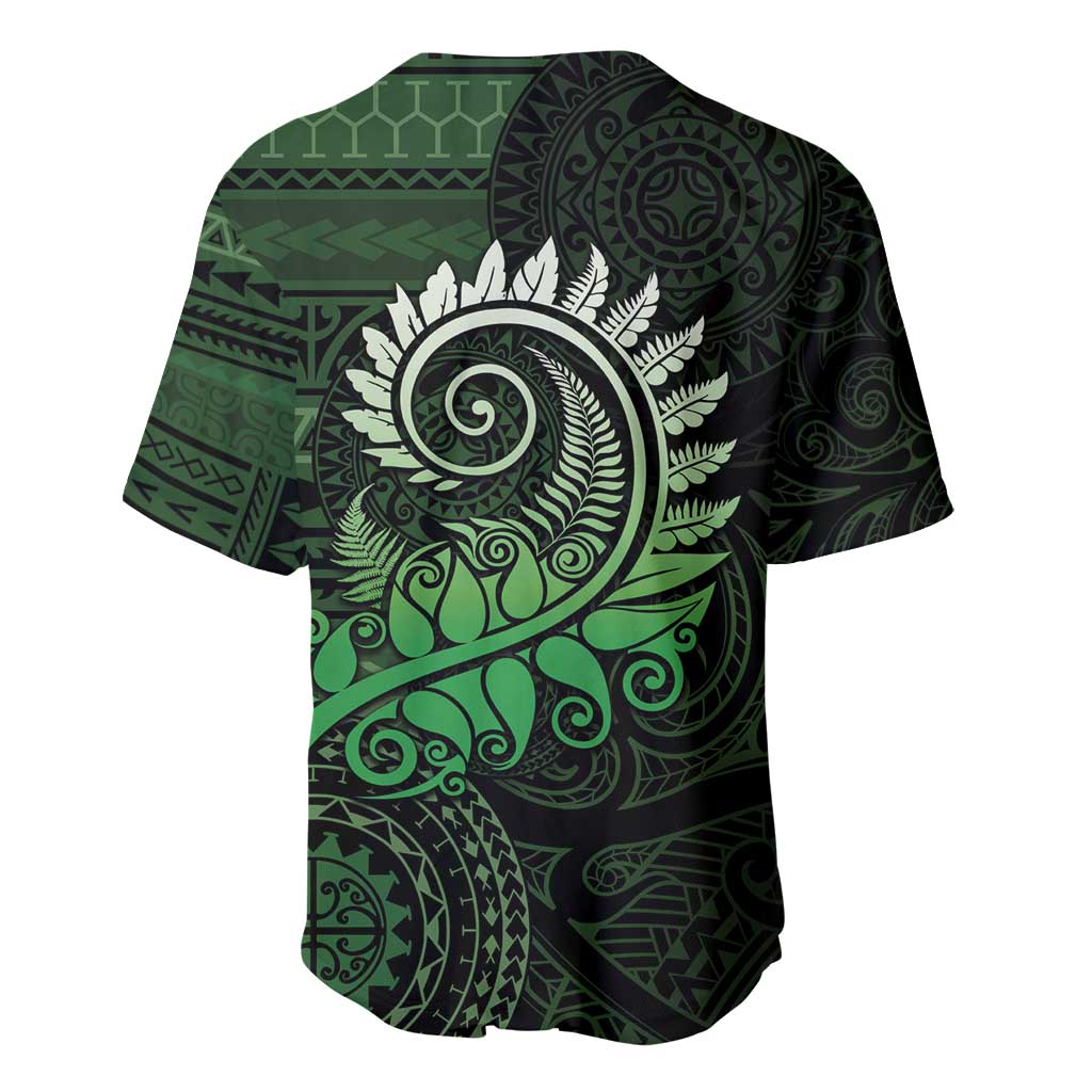 New Zealand Maori Koru Fern Baseball Jersey Spiral Polynesian Style Green LT05 - Polynesian Pride