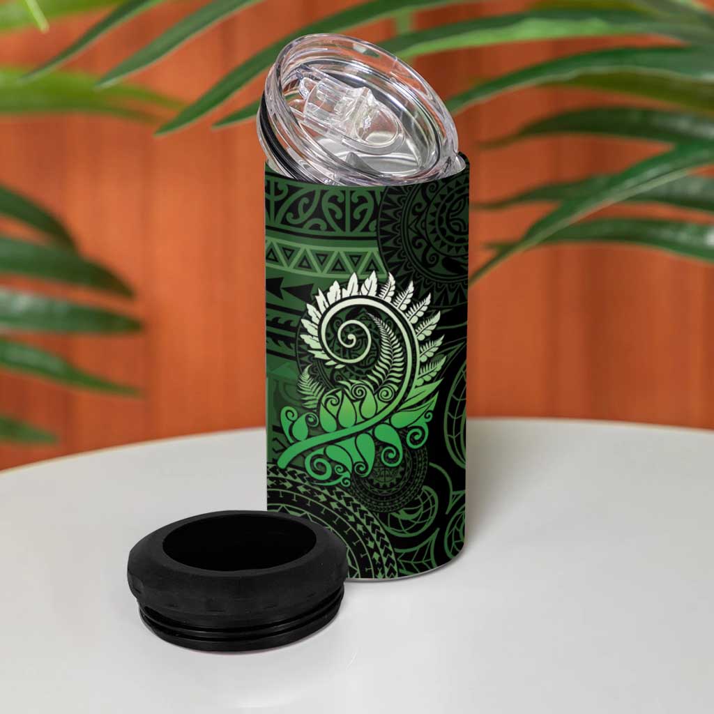 New Zealand Maori Koru Fern 4 in 1 Can Cooler Tumbler Spiral Polynesian Style Green LT05 - Polynesian Pride