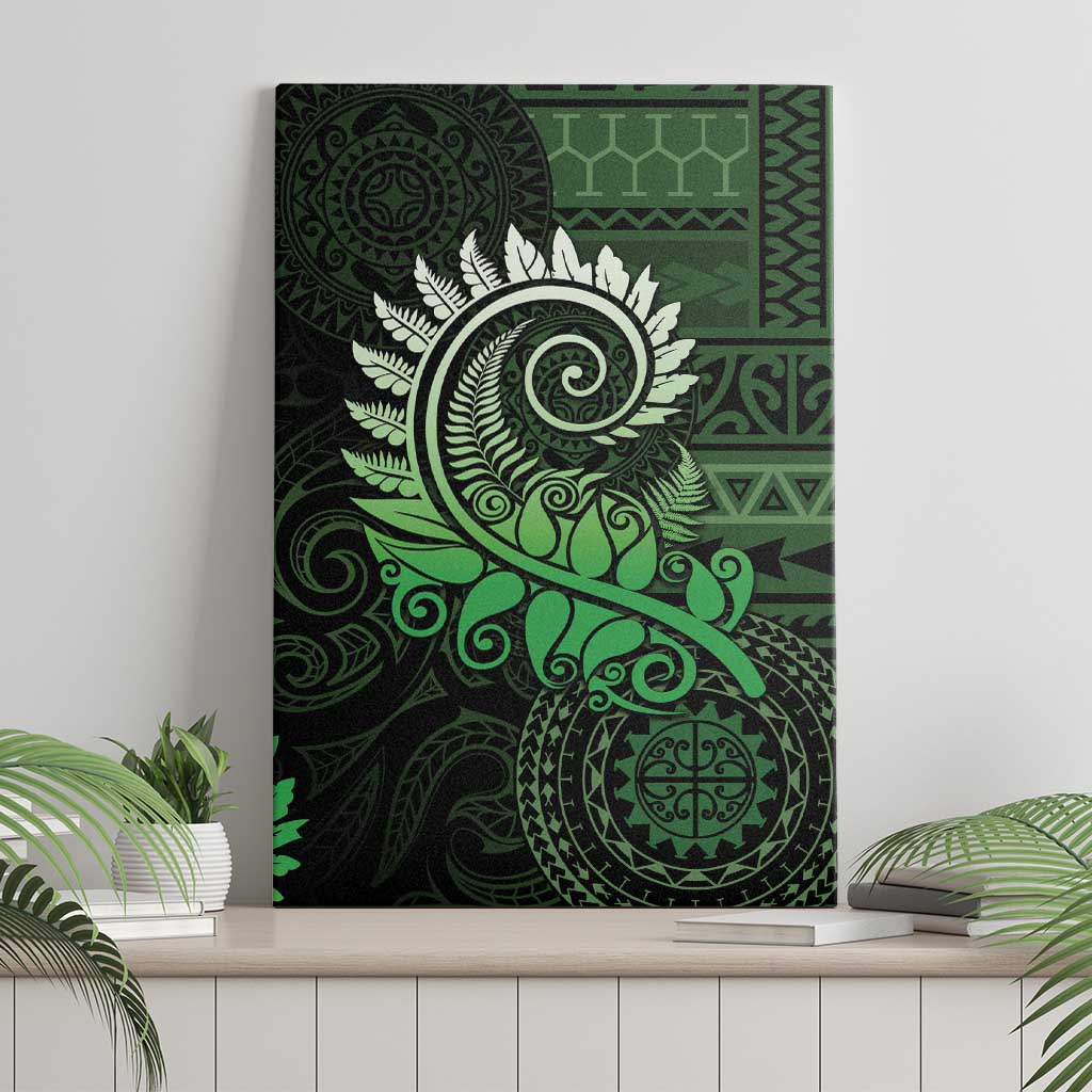 New Zealand Maori Koru Fern Canvas Wall Art Spiral Polynesian Style Green LT05 - Polynesian Pride